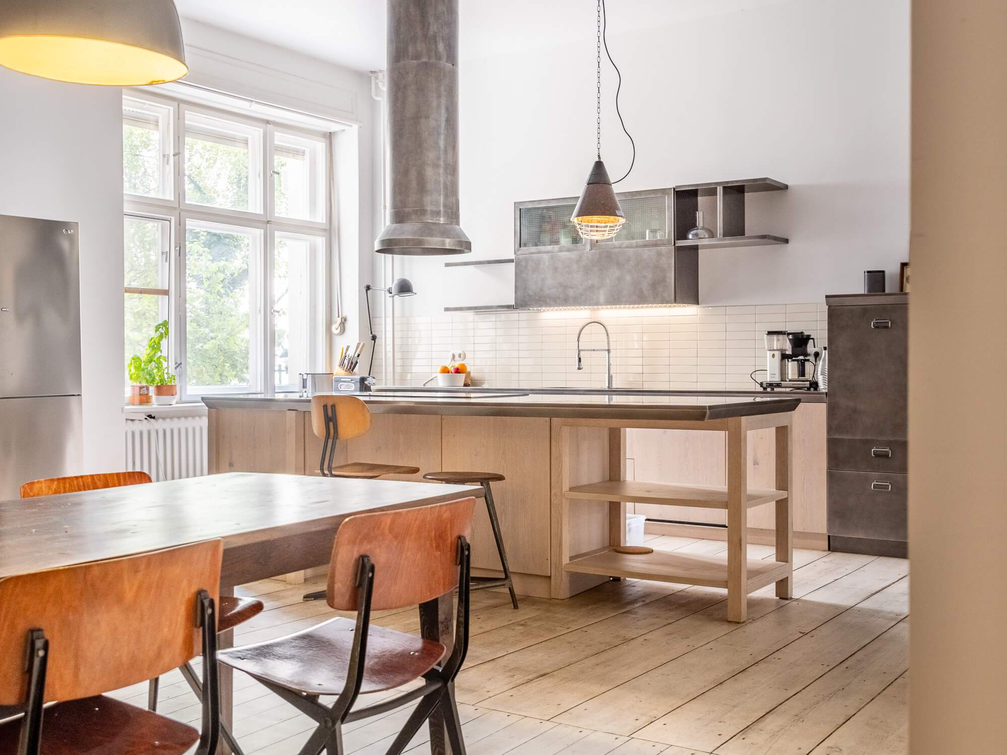 open kitchen with dining room